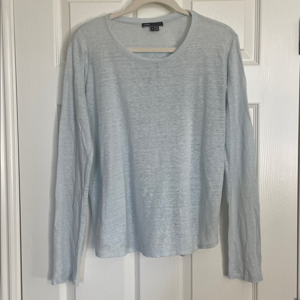 Vince Linen Light Blue Longsleeve Top Women's L